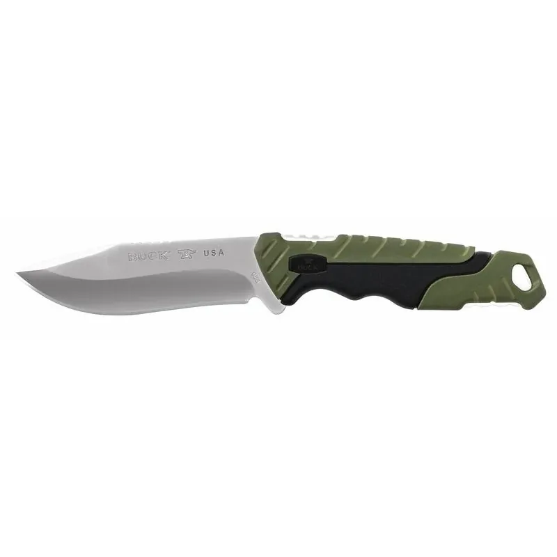 Buck Knives Pursuit Fixed Hunting Knife – Black/Green 420 HC Steel Drop Point >6"