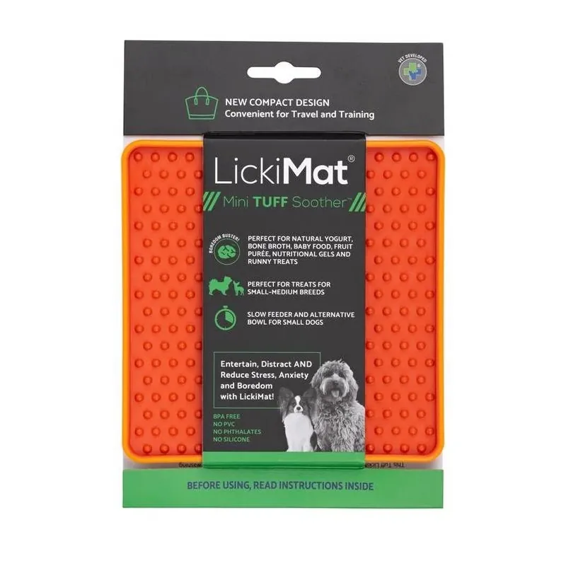Orange Mini Tuff Soother LickiMat – Durable Slow‑Feeder For Dogs