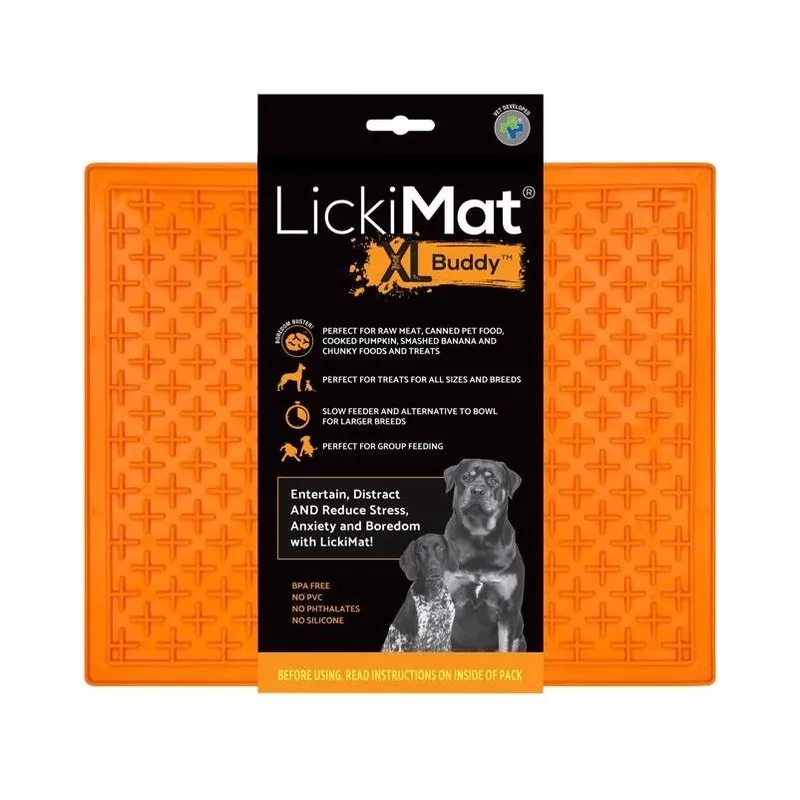 LickiMat Buddy XL Orange Rubber Slow Feeder For Dogs – Anti‑Bloat Feeding Mat