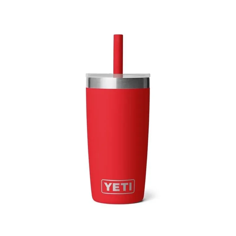 YETI Rambler Jr 10‑oz Rescue Red Kids Cup With Silicone Straw – BPA‑Free Stainless Steel