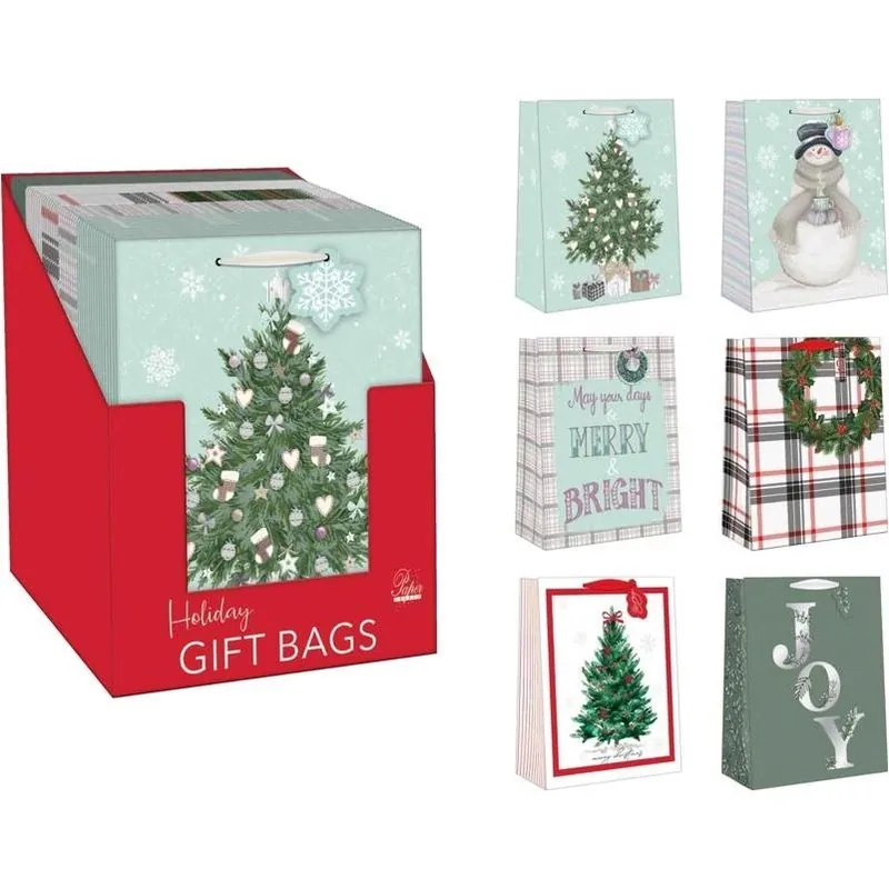 Paper Images Large Holiday Gift Bag – Assorted Treated Paper, Festive Design