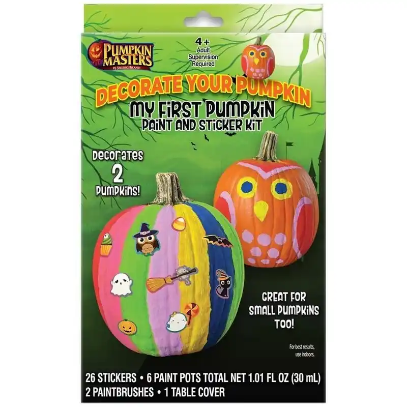 Pumpkin Masters My First Pumpkin Paint & Sticker Carving Kit – Beginner DIY Halloween Set