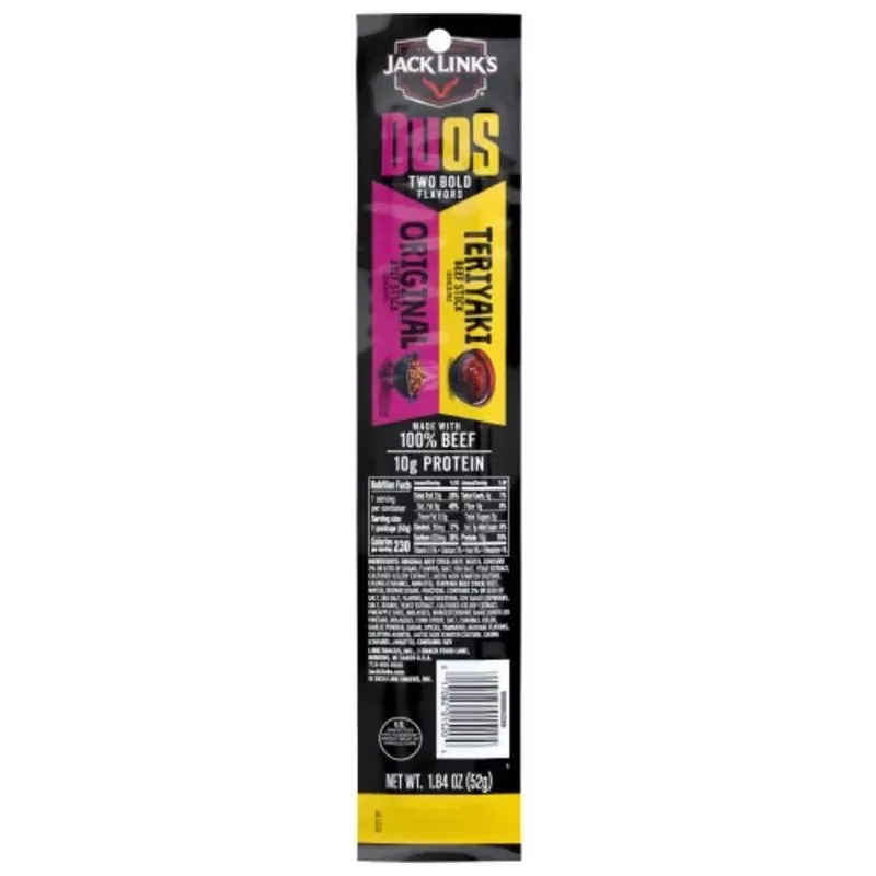 Jack Link‘s Duo‘s Original & Teriyaki Beef Jerky Stick – 1.84 Oz Portable Snack
