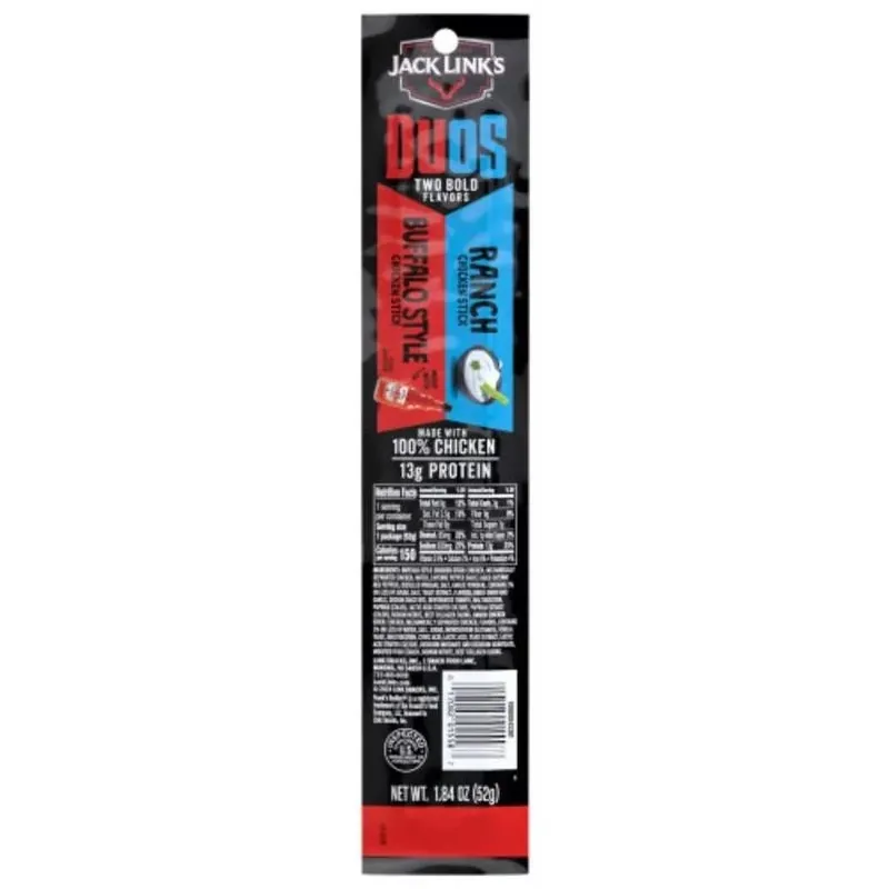 Jack Link’s Duo’s Buffalo & Ranch Chicken Snack Sticks – 1.84 oz Pouch (2‑Count)