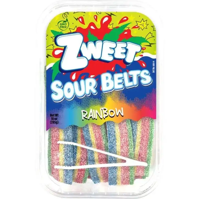 Zweet Sour Rainbow Licorice Belts – 10 oz Chewy Candy