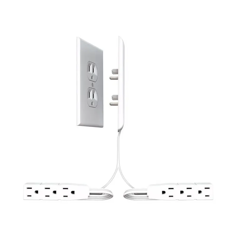 Sleek Socket 6‑Foot White 6‑Outlet Power Extension Cord