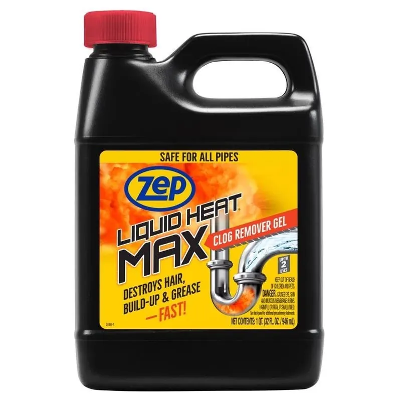 Zep Heat Max Liquid Clog Dissolver – 32 oz Light‑Yellow Chlorine Formula