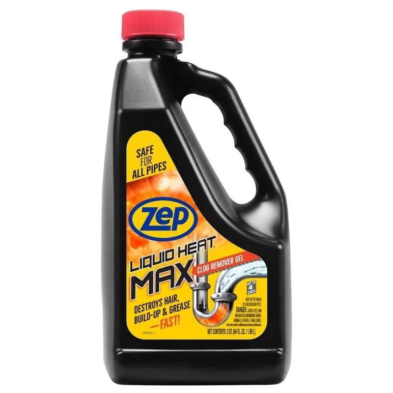 Zep Heat Max Liquid Clog Dissolver – 64 oz Light‑Yellow Chlorine Formula