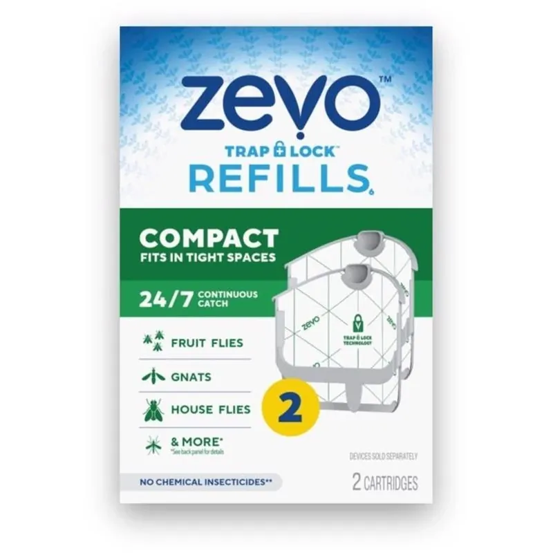 Zevo Sweet‑Scented Clear Insect Trap Refill – Compact Cartridge (2 Pack)