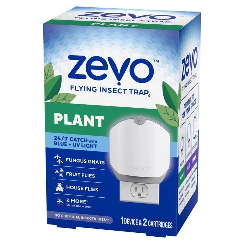 Zevo Indoor Plant Insect Trap & Lure Kit – 3‑Pack Odorless Organic Fly Control