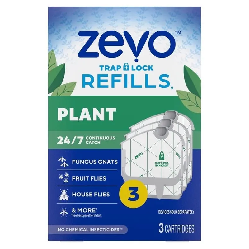 Zevo Organic Flying Insect Trap Cartridges – 3‑Pack For Indoor Plants