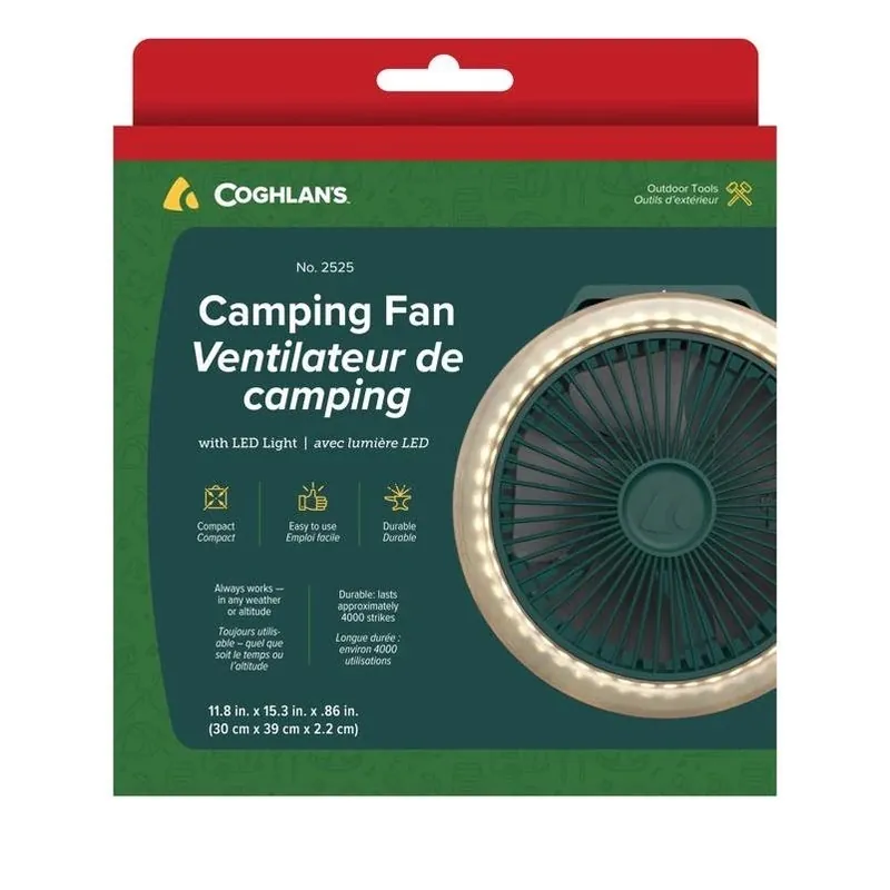 Coghlan’s Green Portable Tent Fan With LED Light – Compact Camping Breeze