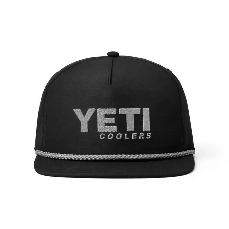 YETI Black Flat‑Brim Rope Hat – One‑Size Outdoor Sun Shield