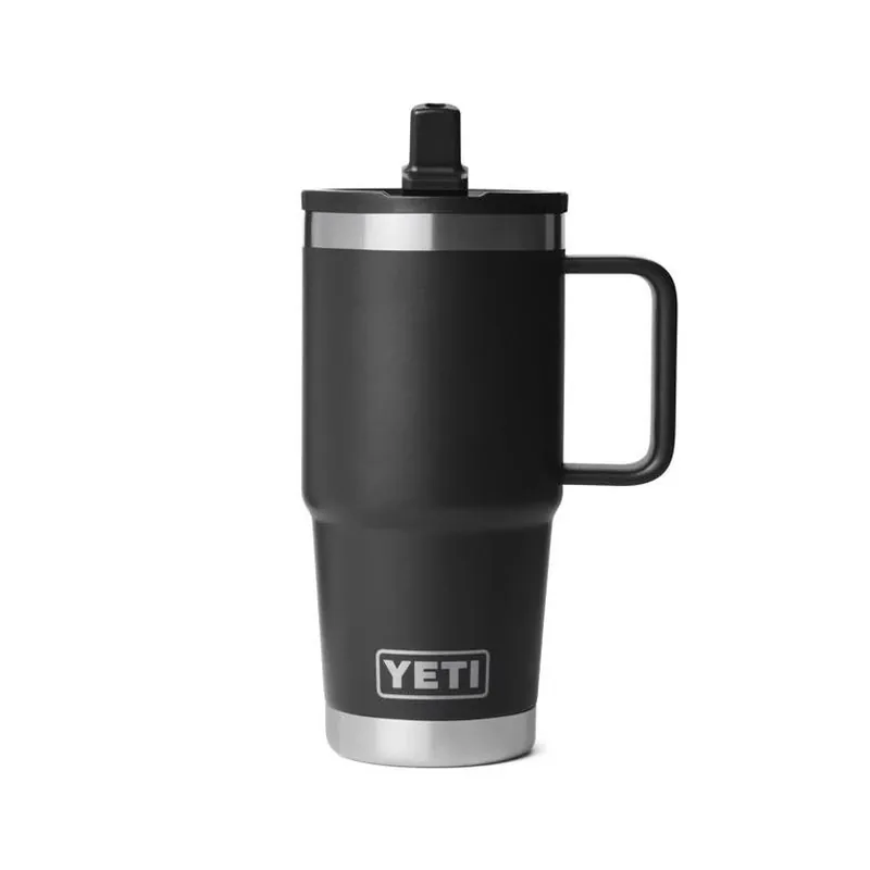 YETI Rambler 20‑oz Black Stainless Steel Travel Mug With Straw – BPA‑Free & Dishwasher Safe
