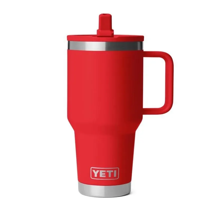 Rescue Red 30‑oz YETI Rambler Stainless Steel Travel Mug With Built‑In Straw – BPA‑Free