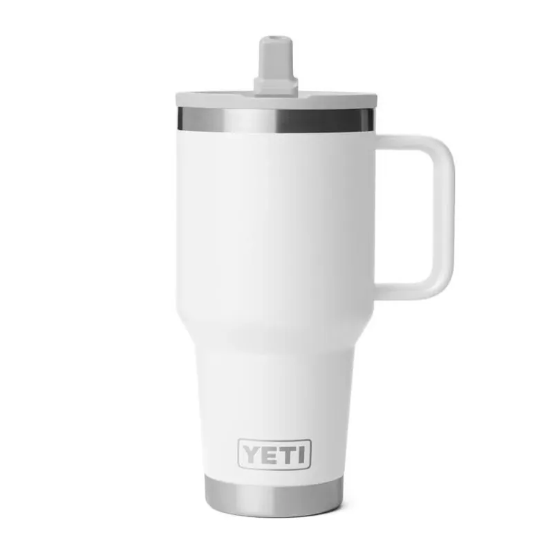 YETI 30‑oz White Rambler Travel Straw Mug – BPA‑Free Stainless Steel