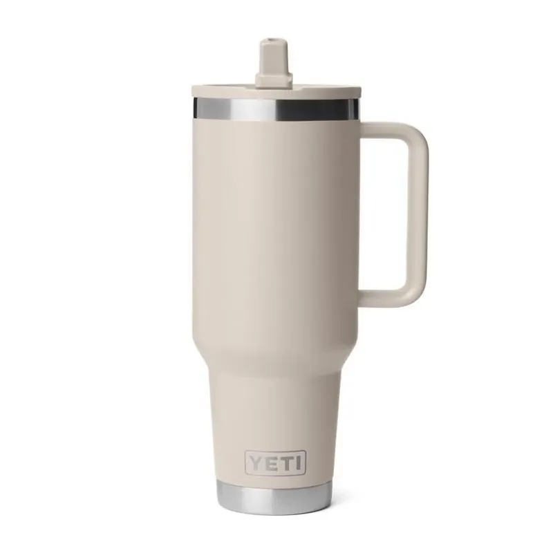 YETI 40‑oz Cape Taupe Stainless Steel Travel Straw Mug – BPA‑Free, Dishwasher Safe