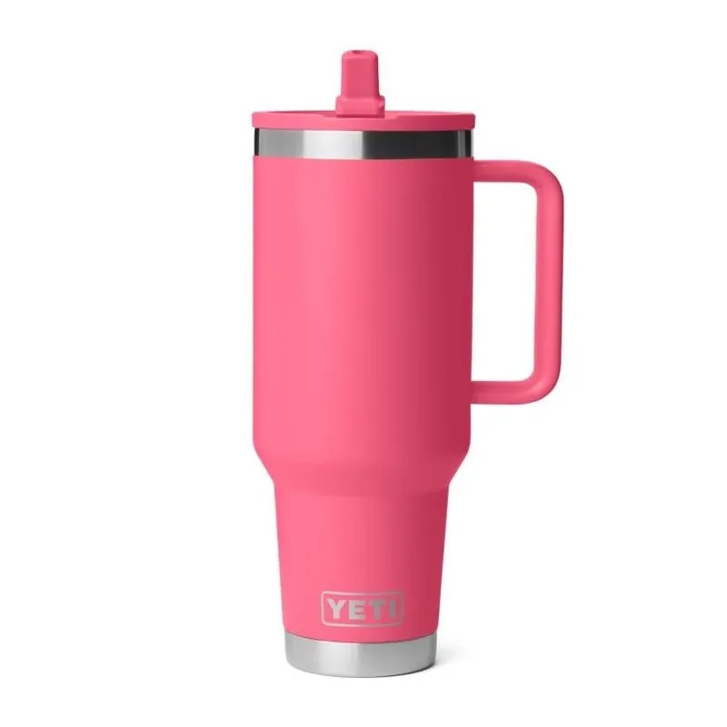 YETI Rambler 40‑oz Tropical Pink Insulated Travel Straw Mug – BPA‑Free Stainless Steel