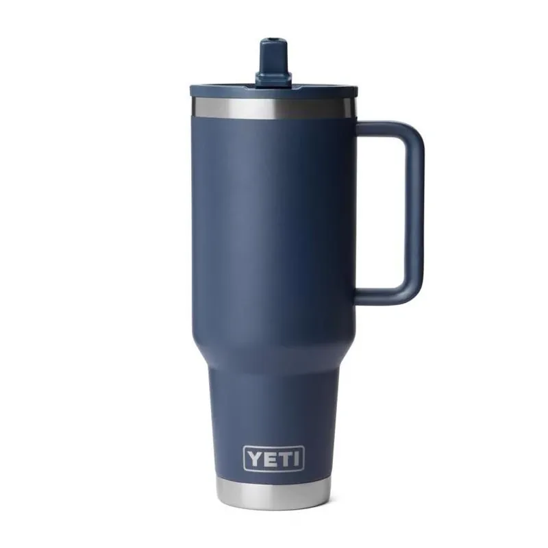 YETI Rambler 40‑Ounce Navy Stainless Steel Travel Mug With Straw