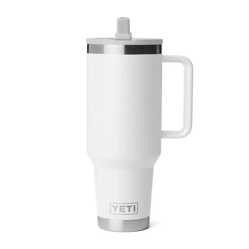 YETI Rambler 40 oz White Stainless Steel Travel Mug With Straw Lid – BPA‑Free & Dishwasher‑Safe