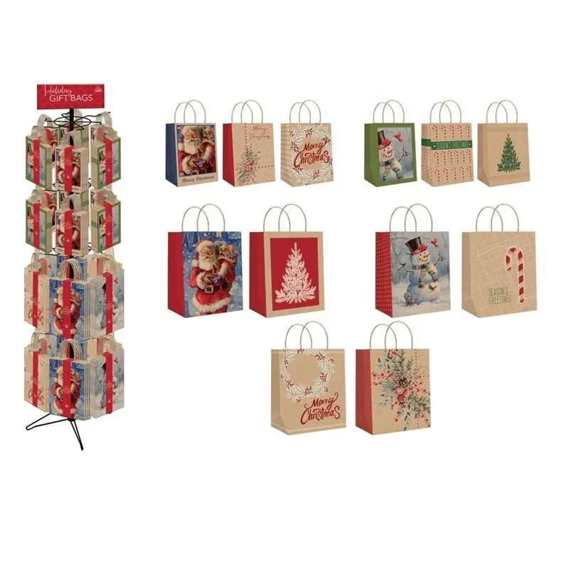 Paper Images Holiday Kraft Bag Spinner Rack – Assorted Colors