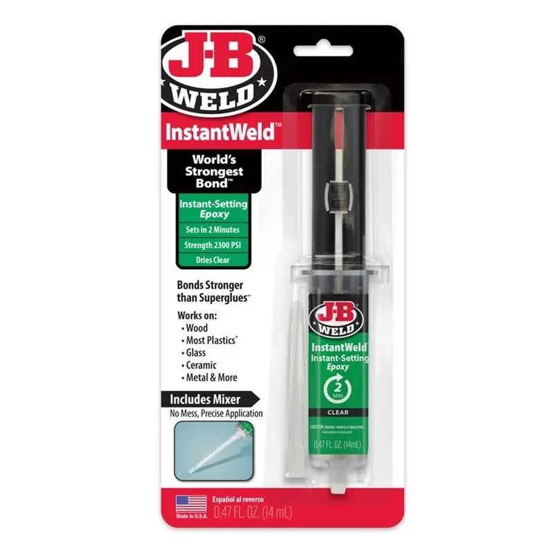 J-B Weld InstantWeld Clear Epoxy Syringe – 0.47 oz High‑Strength Quick‑Set Adhesive