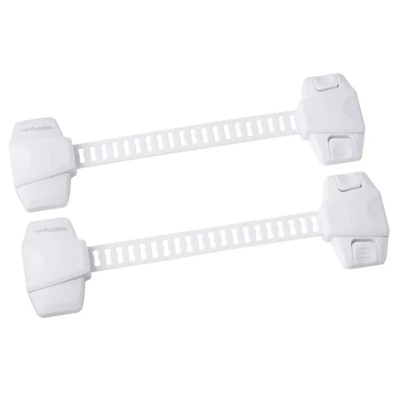 North States Toddleroo White Plastic Strap Lock – 2‑Pack