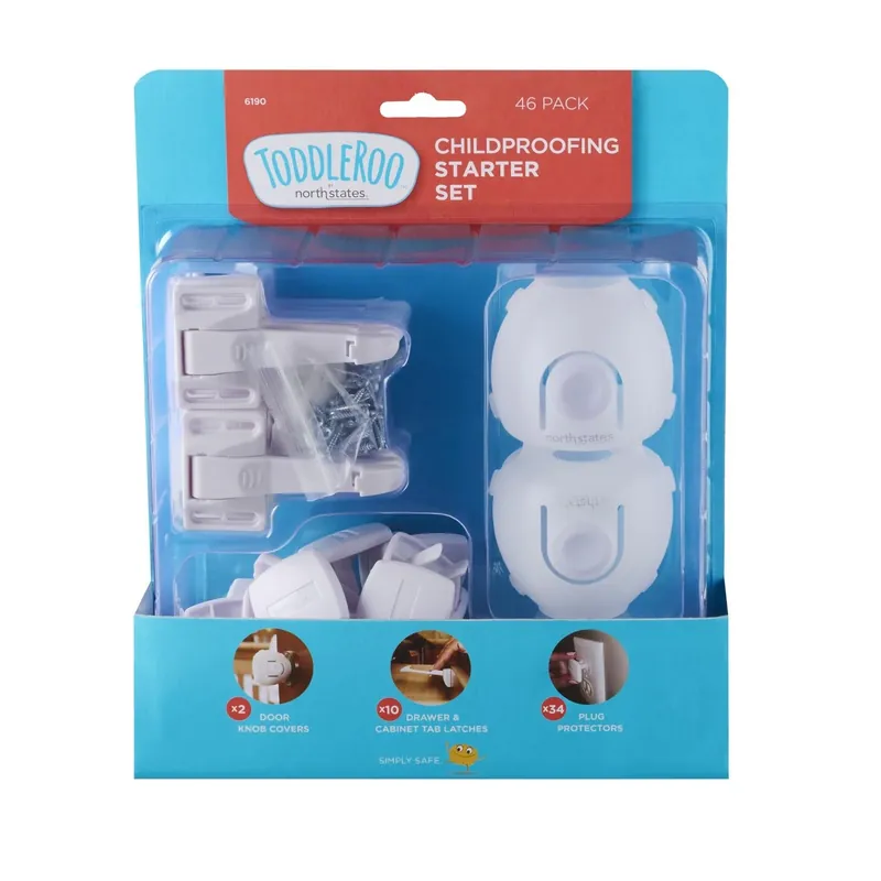 North States Toddleroo White Plastic Childproofing Starter Kit 46 Piece Set