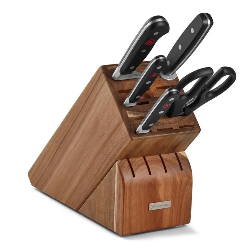 Wusthof 6‑Piece Stainless Steel Block Knife Set – Professional Kitchen Cutlery With Ergonomic Plastic Handles