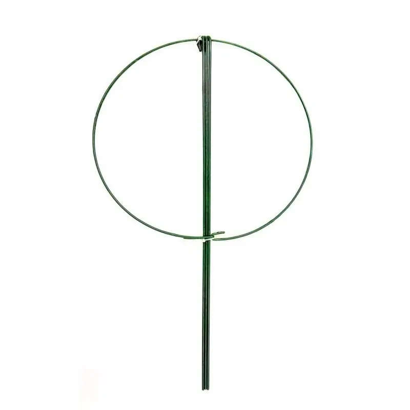 Glamos 24‑Inch Green Metal Plant Support Stake With Top Ring