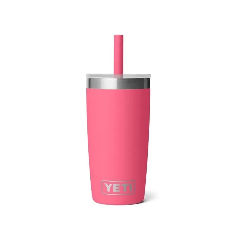 YETI Rambler Jr 10‑oz Tropical Pink Kids Cup With Silicone Straw – BPA‑Free Stainless Steel