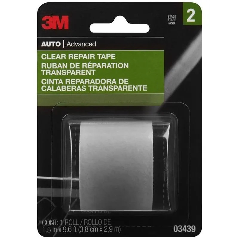 3M 03439 Transparent Repair Tape – 115" Length, 1.5" Wide, Stretchable Backing
