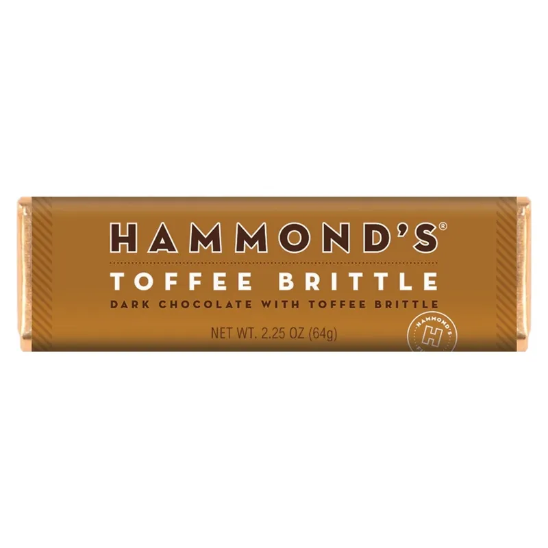 Toffee Brittle Dark Chocolate Candy Bar 2.25 Oz - Pure Decadence