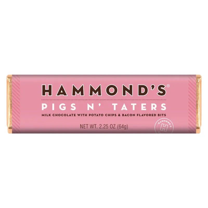 Pigs N‘ Taters Milk Chocolate Candy Bar 2.25 Oz - Unique Sweet & Salty Treat