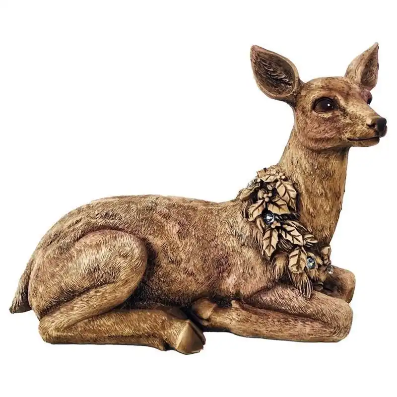 Alpine Brown LED Holiday Deer Statuary – 10‑Inch Table Accent