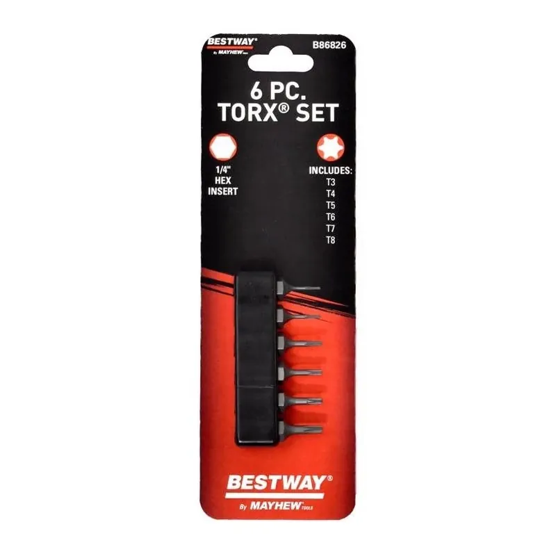 Mayhew Bestway 6‑Piece S2 Tool Steel Torx Screwdriver Bit Set