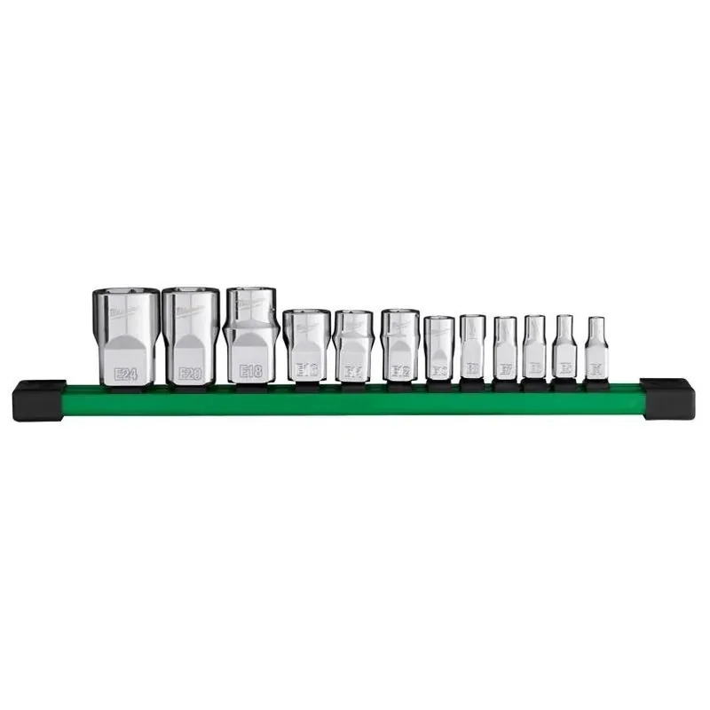 Milwaukee 12‑Piece Multi‑Drive External Torx Socket Set – 1/4, 3/8 & 1/2 In., Chrome‑Vanadium Steel