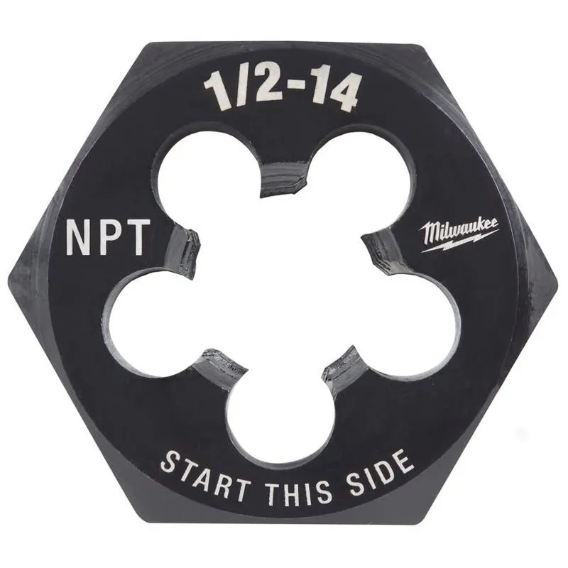 Milwaukee 2‑1/6‑in Hex Threading Die – 1/2‑14 NPT, HCS