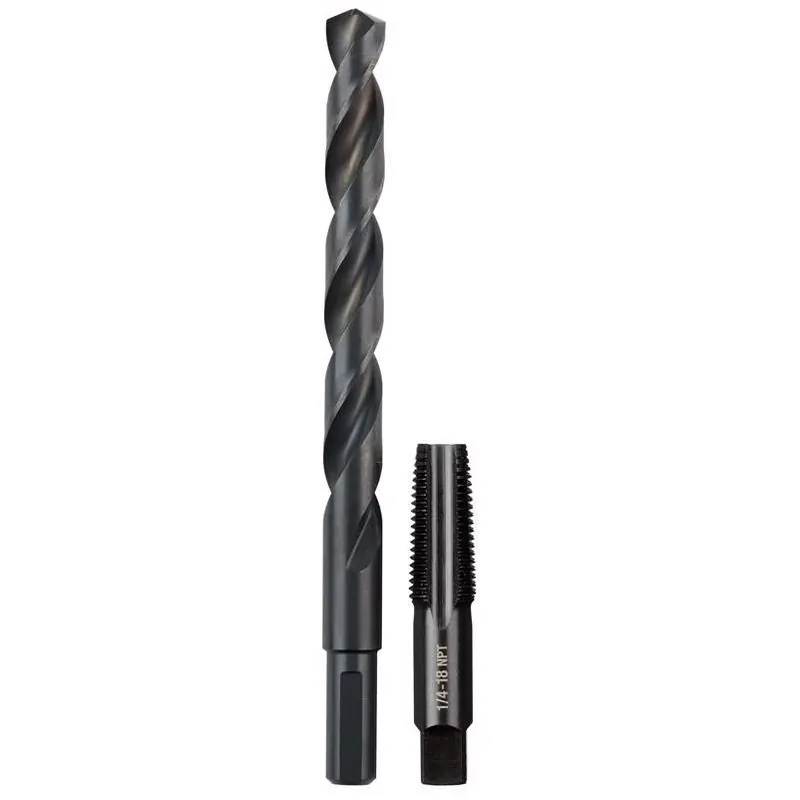 Milwaukee High Carbon Steel SAE NPT Plug Tap & Drill Bit Set – 2‑Piece Kit