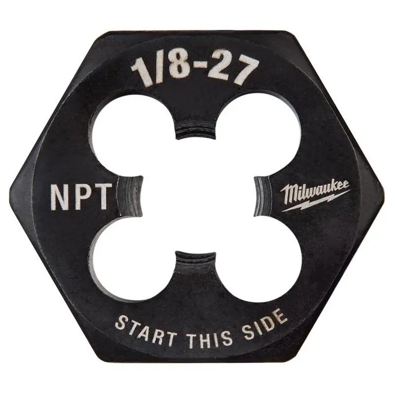 Milwaukee 1‑in Hex Threading Die – 1/8‑27 NPT, HCS
