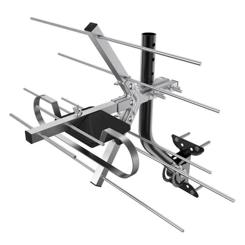 Monster Just Hook It Up Dual‑Use HDTV/UHF/VHF Antenna – Indoor/Outdoor, 45‑ft Range, Silver