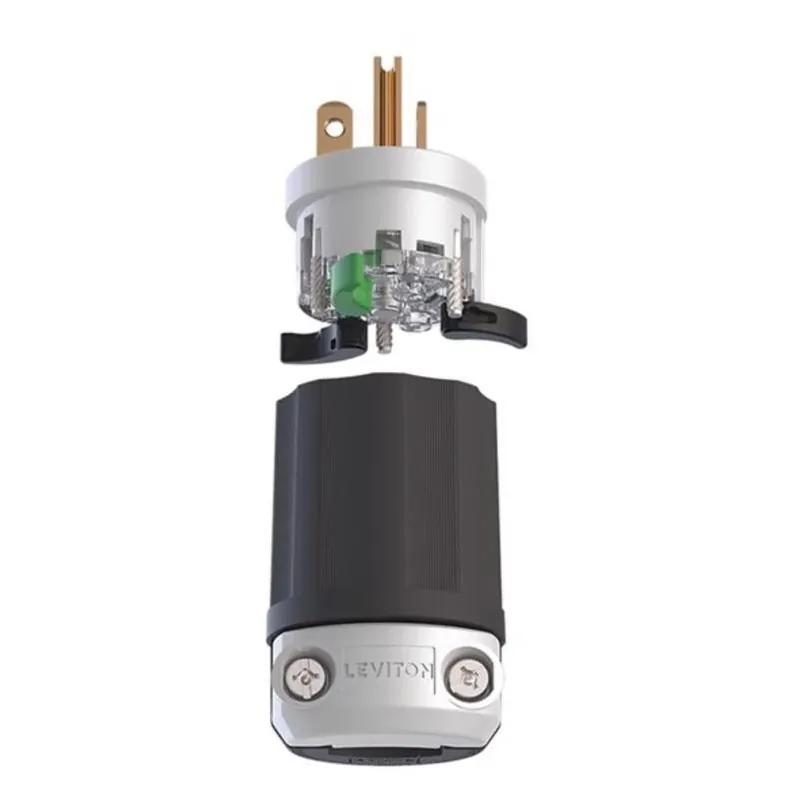 Leviton Lever Edge NEMA 6-20P Plastic Locking Plug – Commercial‑Grade Straight Blade