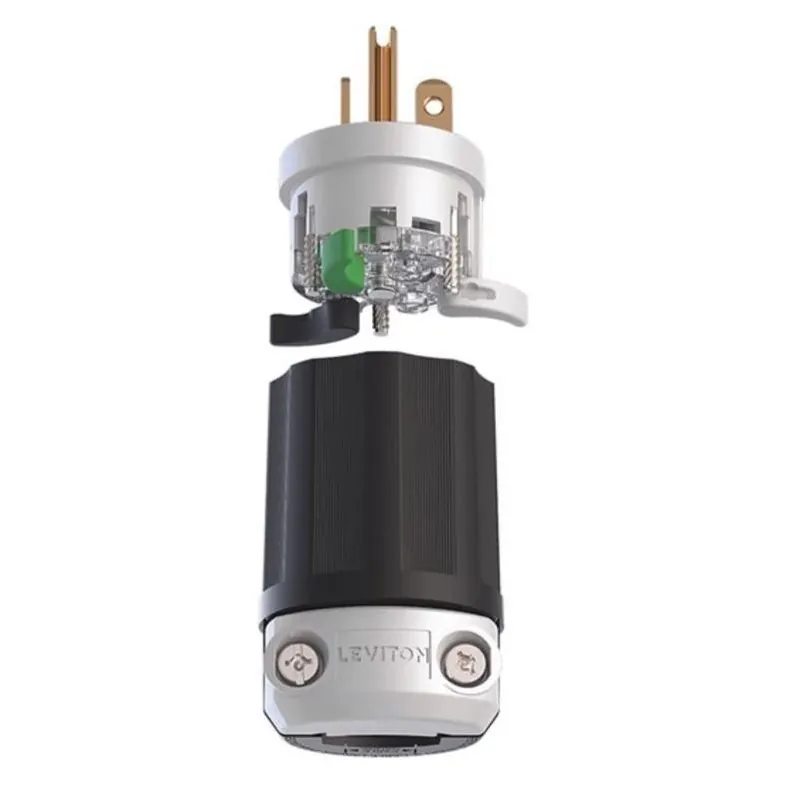 Leviton Lever Edge NEMA 5‑20P Straight‑Blade Locking Plug – Plastic Construction For Commercial & Residential Use