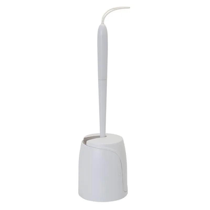 Zenna Home White Plastic Toilet Brush With Stand – Hygienic Bathroom Cleaning Tool