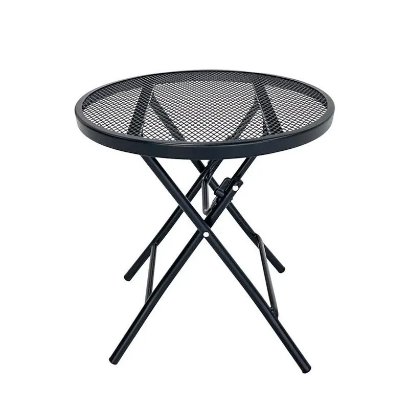 Modern Black Steel Round Side Table – Living Accents