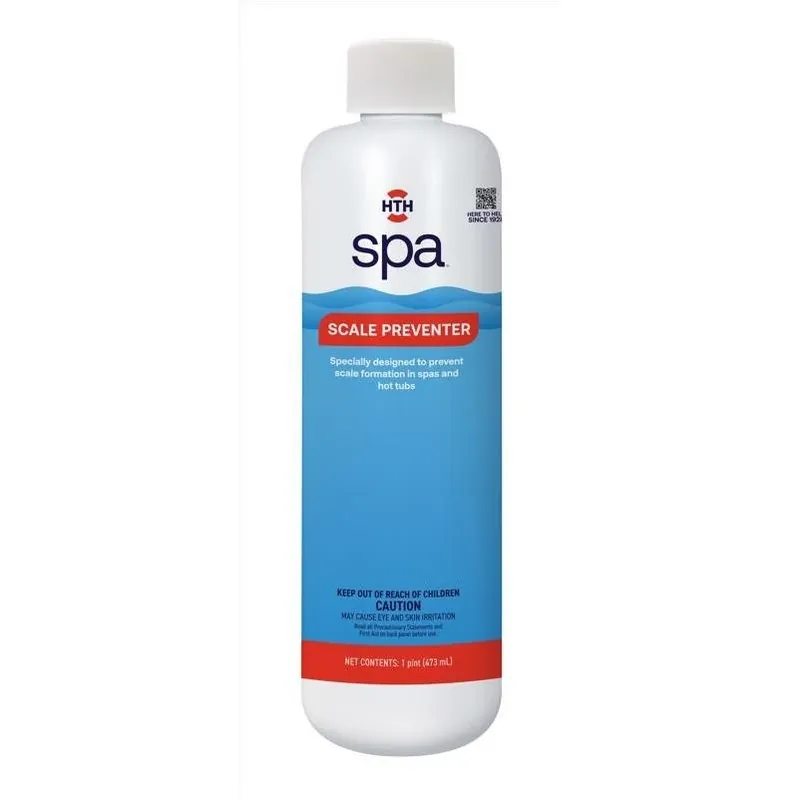 HTH Spa Scale Preventer Liquid – 1 pt – Powerful Stain & Scale Control For Spa Water