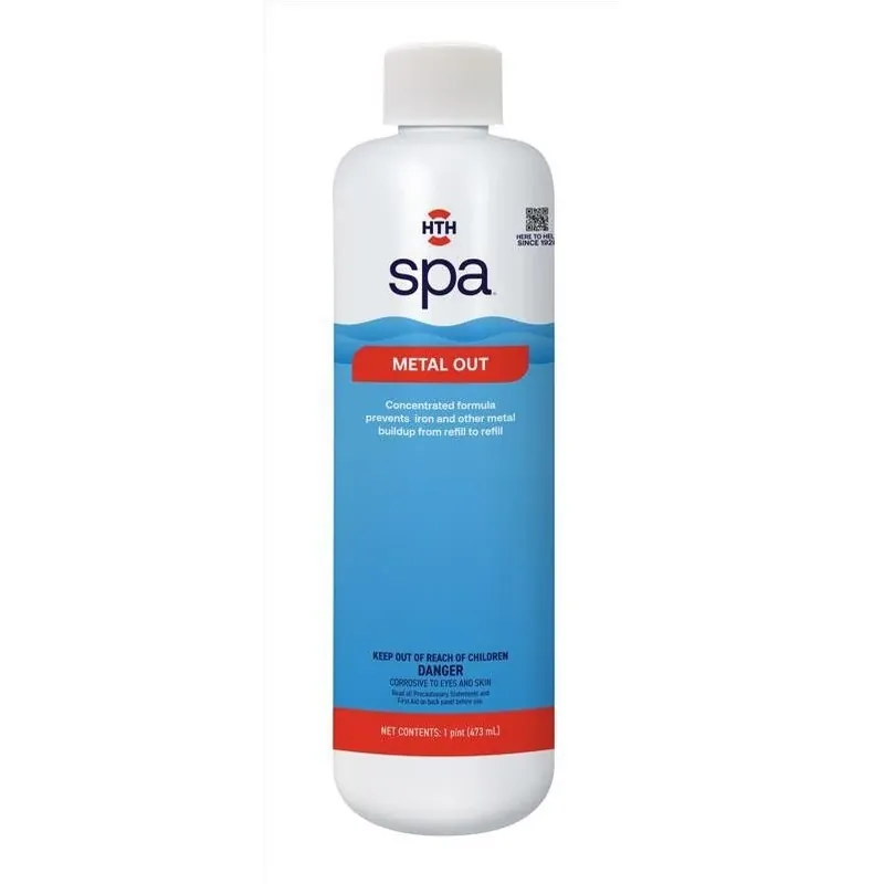 HTH Spa Metal‑Out Liquid Treatment – 16 oz Concentrated Formula For Spot‑Free Hot‑Tub Water