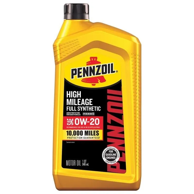 Pennzoil Full Synthetic 0W-20 High‑Mileage Motor Oil – 1 Quart