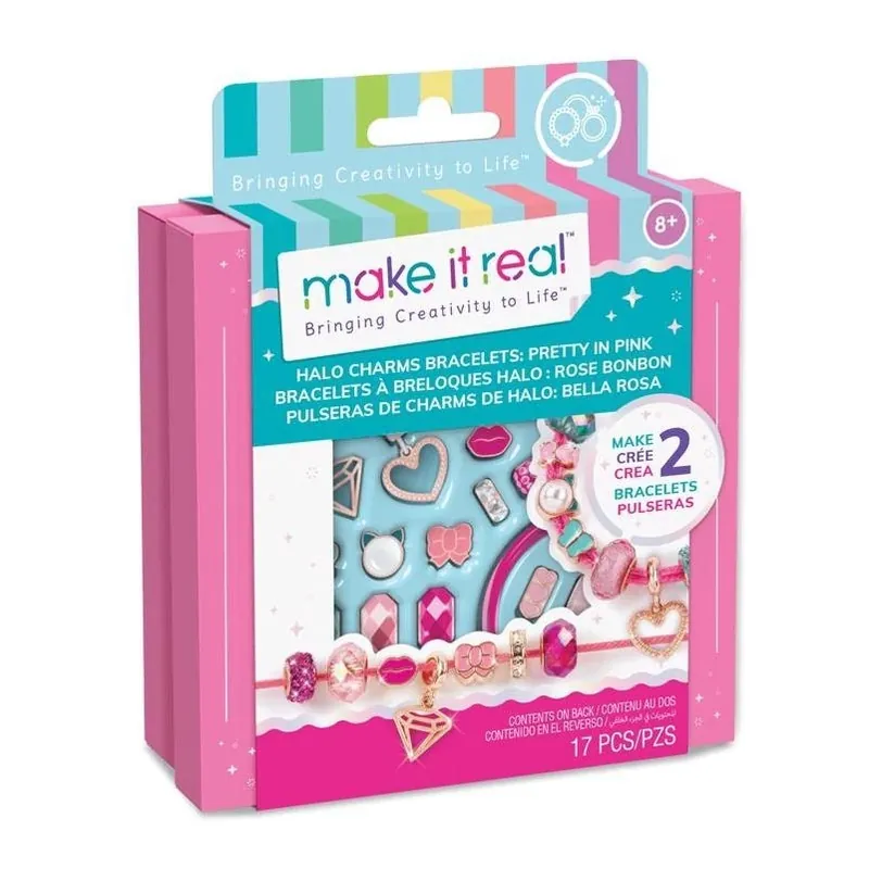 Make It Real Halo Charms Pretty In Pink 17‑Piece Assorted Bracelet Set