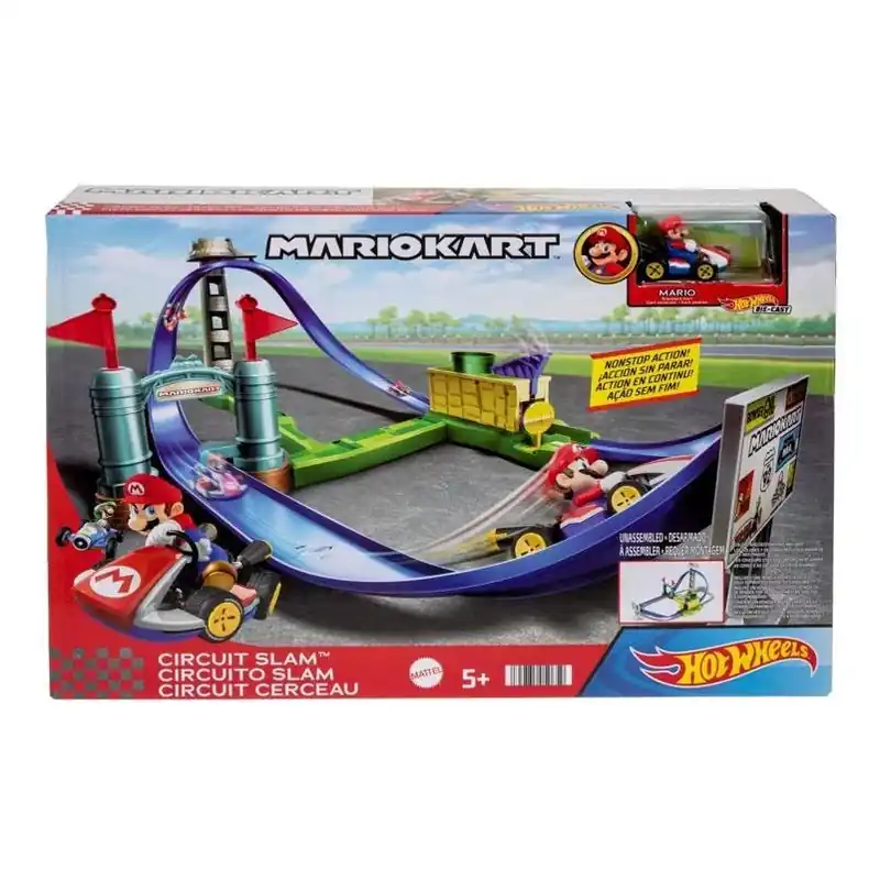 Hot Wheels Mario Kart Circuit Slam Race Track Set – Build Epic Kart Adventures